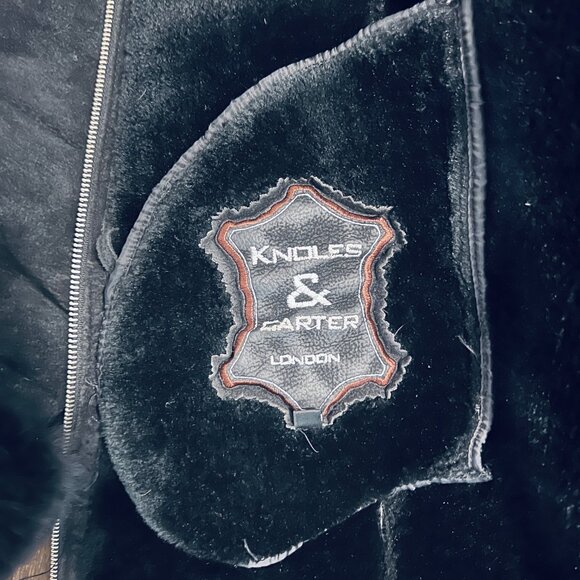 Knoles & Carter London Black Leather Coat, Fur-Lined Hood Winter Jacket Women's - Picture 7 of 10